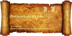 Matkovich Milán névjegykártya