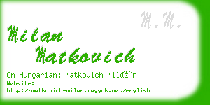 milan matkovich business card